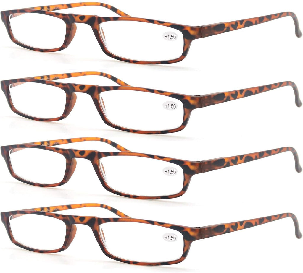 MODFANS Reading Glasses Demi +2.25-4 Pairs Fashion Readers Narrow Frame Spring Hinge for Men Women