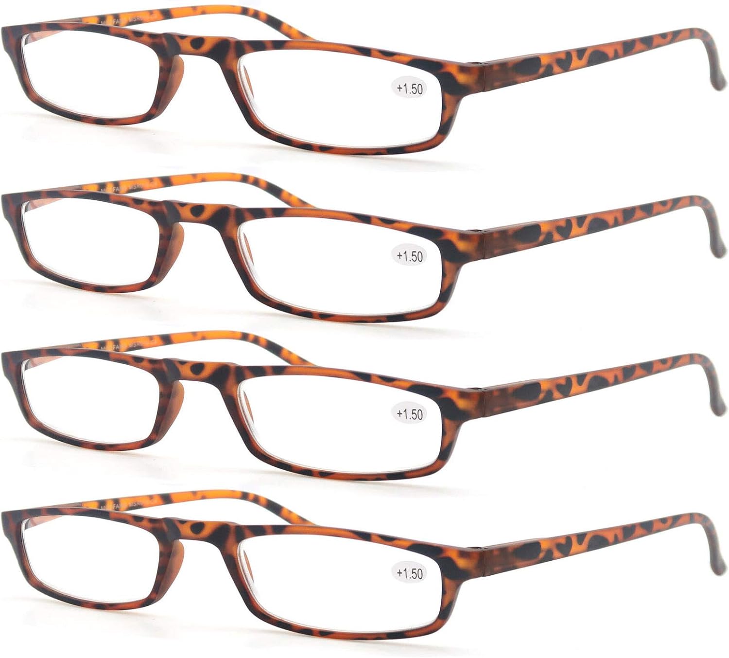 MODFANS Reading Glasses Demi +2.25-4 Pairs Fashion Readers Narrow Frame Spring Hinge for Men Women