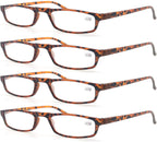MODFANS Reading Glasses Demi +2.5-4 Pairs Fashion Readers Narrow Frame Spring Hinge for Men Women