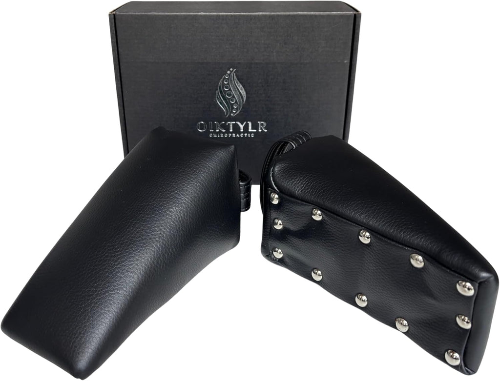 Oiktylr SOT Blocks Chiropractic, Soft & Comfortable Pelvic Blocks Wedges - Elastic Support Sponge - Dejarnette Style Pelvic Sacral Blocks, Chiropractor Wedges Blocks Set for HIPS (Glossy Black)