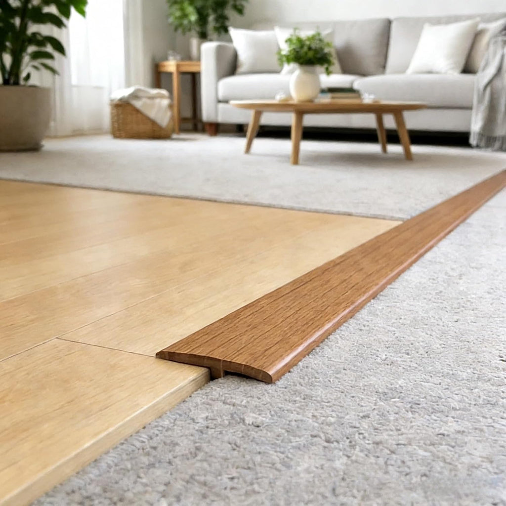 3.3-32.8FT T Molding Trim & Floor Transition Strips, Laminate Flooring 2" Flat Divider Strip for Door Threshold and Joining Flooring Gaps of Laminate Planks Tile(Yellow Oak,2"x3.3FT)