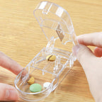 1 Piece Pill Cutter Dispenser Pill Splitter Cut Vitamins Medications Daily Travel Medicine Case Pill Storage Box(Transparent)