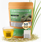 Lemongrass Tea Bags - 50 Bags (Premium Natural Pure Leaf Tea - 50 Count) Gluten-Free and Caffeine-Free Herbal tea for Relaxation, Wallness, Immune Support with Smooth Taste