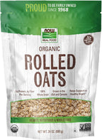 NOW Foods, Organic Rolled Oats, Source of Fiber, Protein and Iron, 100% Whole Grain, Product of the USA, 24-Ounce (Packaging May Vary)