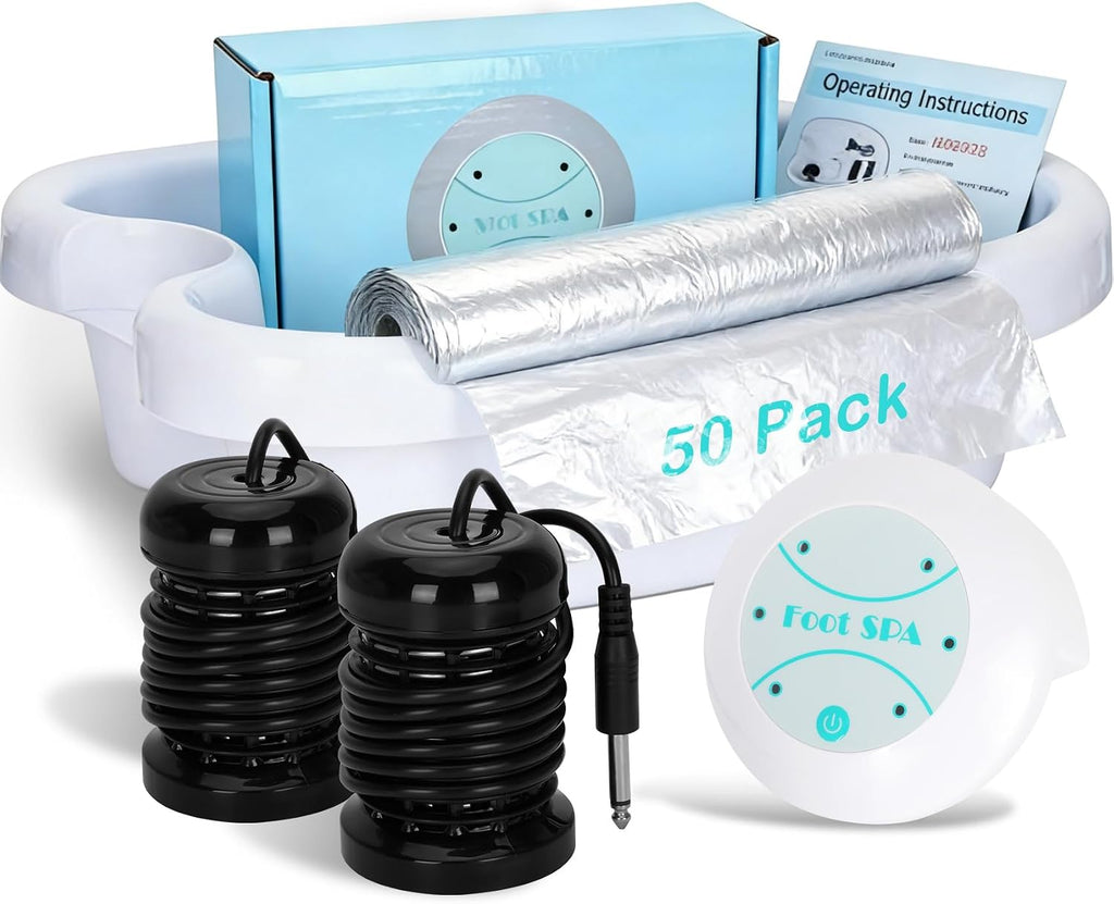 Ionic Foot Bath Detox Machine with 50 Liners, Foot Detox Machine to Remove Toxins, Portable Home Foot Spa, 2 Ion Arrays for Detox & Relaxation, Easy Clean, Perfect for Family/Gift/Self-Care
