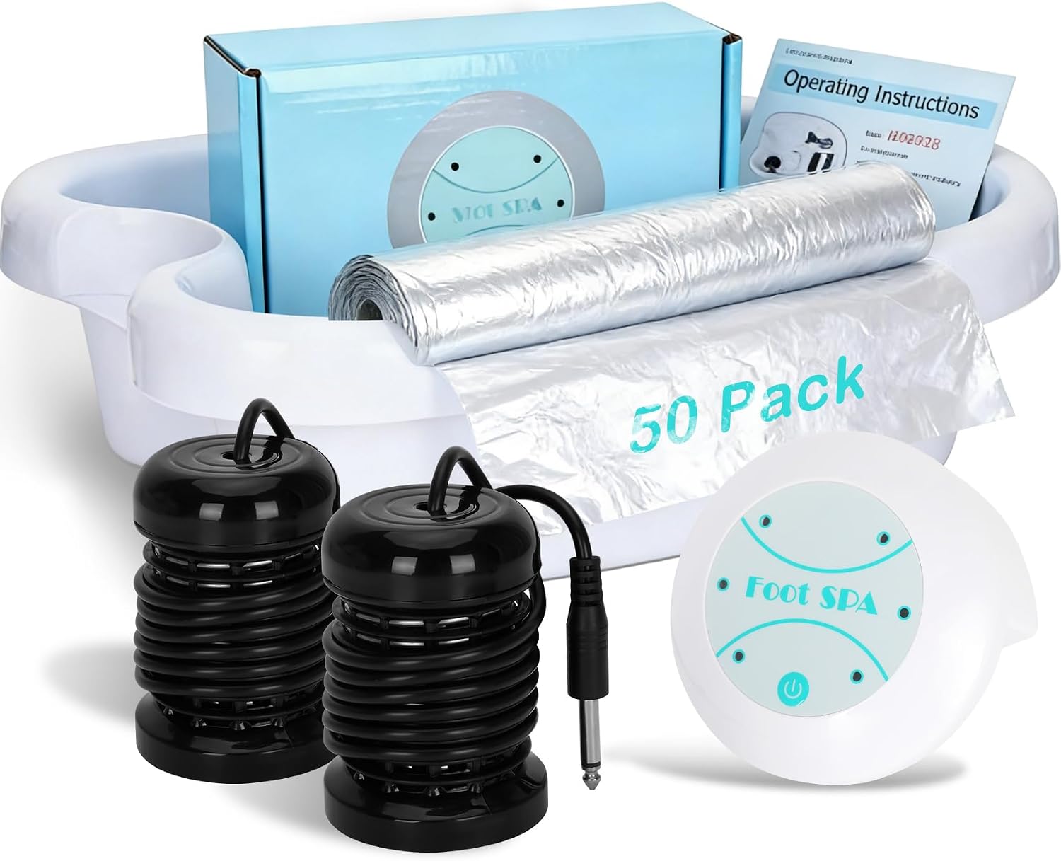 Ionic Foot Bath Detox Machine with 50 Liners, Foot Detox Machine to Remove Toxins, Portable Home Foot Spa, 2 Ion Arrays for Detox & Relaxation, Easy Clean, Perfect for Family/Gift/Self-Care