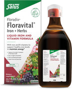 Floradix Floravital Liquid Iron & Vitamin Formula - Liquid Iron Supplement with Ferrous Gluconate, C & B Vitamins & Herbs for Energy Support - Vegan, Gluten-Free, Yeast-Free & Non-GMO - 23.7 Fl Oz