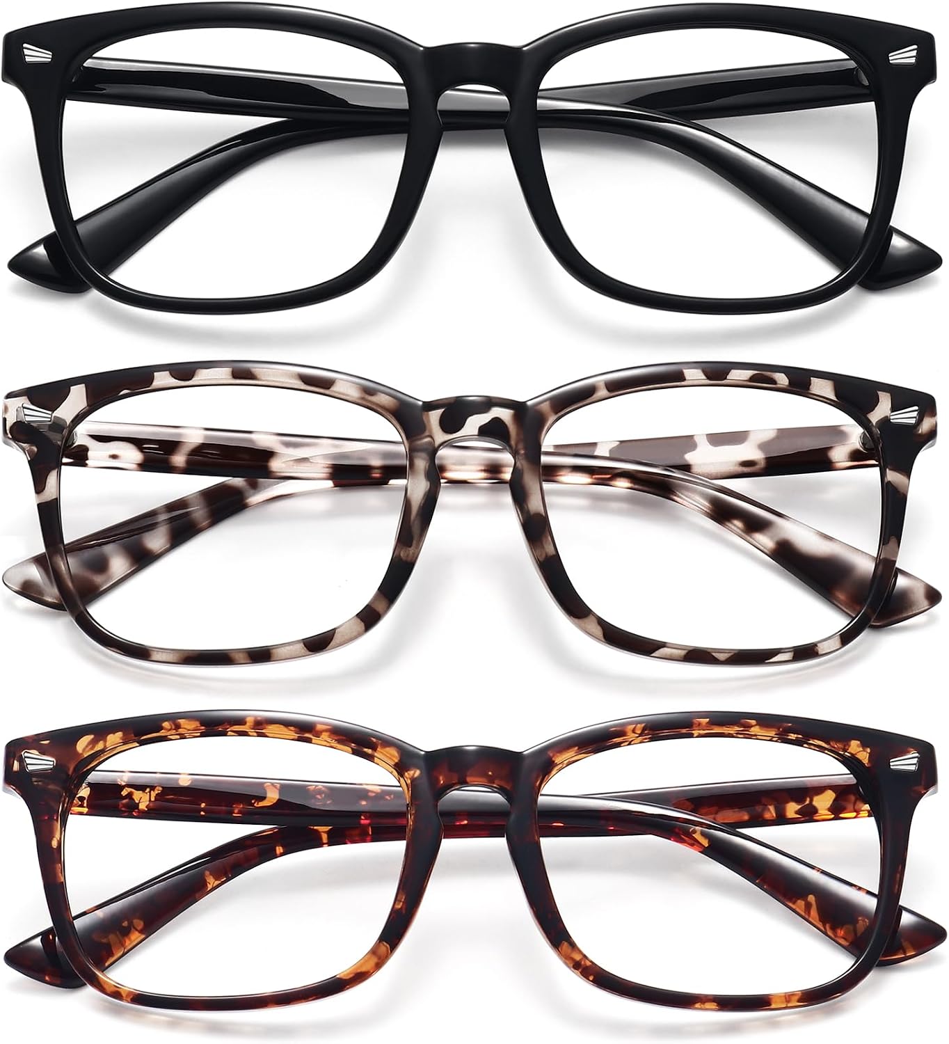 WOWSUN Unisex Stylish Nerd Non-prescription Glasses, Clear Lens Eyeglasses Frames, Fake Glasses