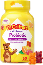 L’il Critters Probiotic Daily Gummy Supplement for Kids, for Digestive Health Support, Grape, Cherry and Orange Flavors, 60 Gummies