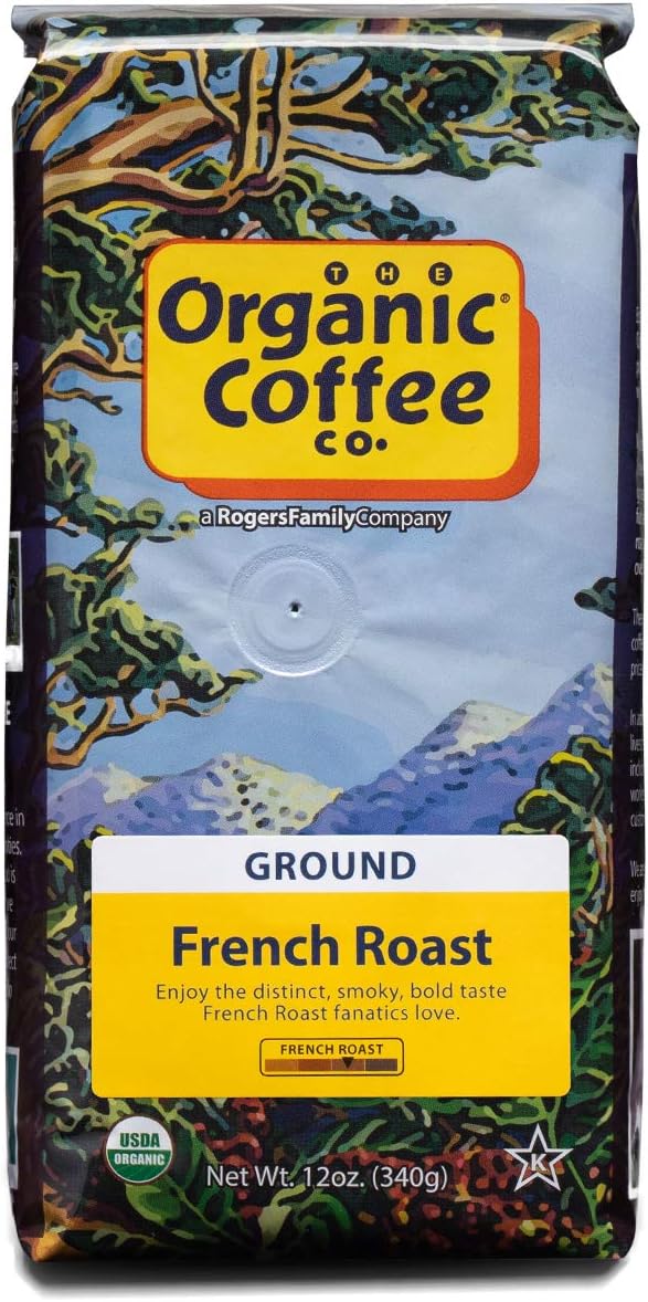 Organic Coffee Co. French Roast Ground Coffee 12 Ounce Dark Roast USDA Organic