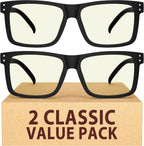 Eyekepper Oversized Reading Glasses Square Large Blue Light Readers for Men Women