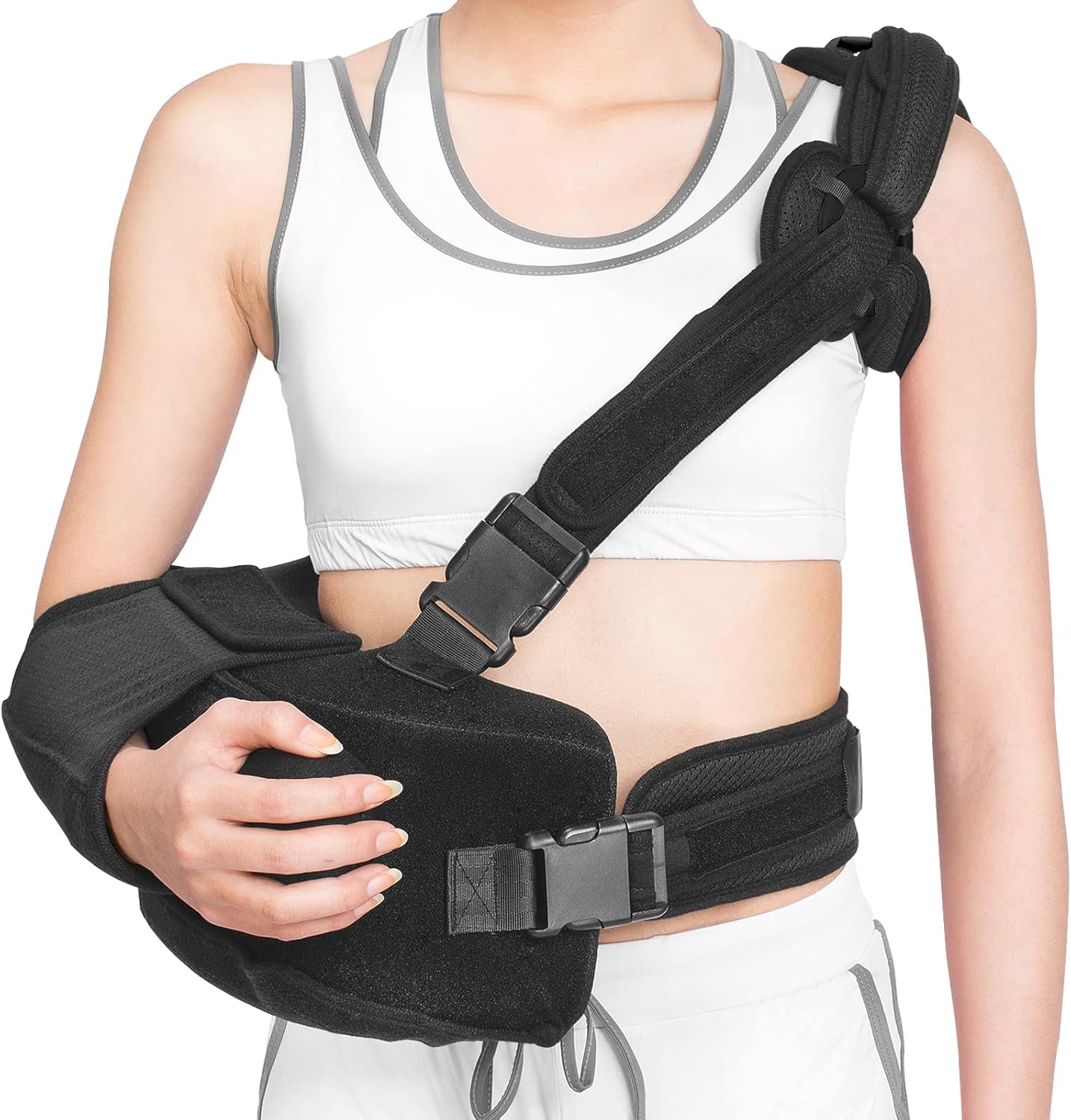 Shoulder Sling with Abduction Pillow, Abducted Shoulder Immobilizer for Rotator Cuff, Sublexion, Surgery, Dislocated and Broken Arm, Arm Sling Shoulders Immobilizer for Left & Right (Left)