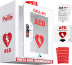 Steel AED Cabinet Kit | Wall Mount Box with Alarm & Strobe Light | Turnkey Solution Includes 3D Sign, Inspection Tags & Security Seals | Universal Fit (16" H x 14" W x 8" D)