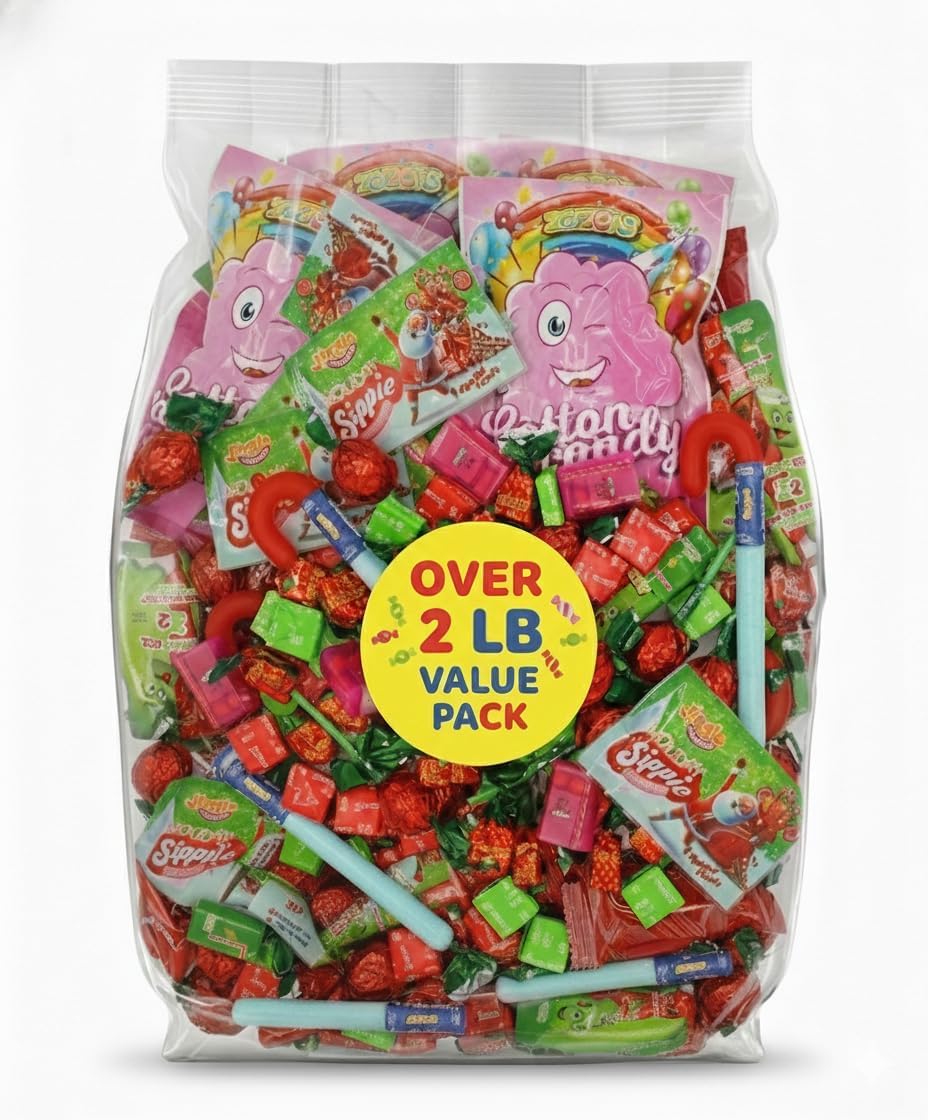 Bulk Candy Variety Pack - Christmas Gift Box – Over 2 Pounds of Festive Holiday Candy – Individually Wrapped Assorted Treats in a Beautiful Christmas Gift Box – Perfect for Gifts, Parties & Stocking Stuffers