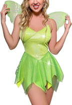 fyclemt Women Halloween Forest Fairy Costume Dress Sexy Fairy Tale Princess Fairy Dress with Wings Fancy Halloween Party