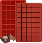 JOERSH 2PCS Square Silicone Caramel Hard Candy Molds for Chocolate, Truffles, Ganache, Jelly, Praline, Brownie, Butter, Ice Cube Tray