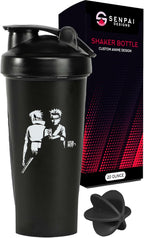 Senpai Designs Anime Shaker Bottle - 20 Ounce - Shaker Bottle with Shaker Ball - Nutrient Shake - Protein Shake, Meal Prep & Replacement - Gym Workout Bottle - Anime (Black)