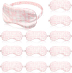 Honeydak 12 Pcs Silk Sleep Masks for Women Girls Pink Bow Party Favors Adjustable Eye Masks for Birthday Sleepover Spa Sweet 16 Party Gifts