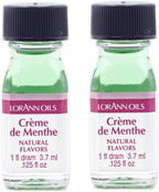 LorAnn Oils Super Strength Flavoring, Used For Candy Making, Flavoring, Baking, Hard Candy, and Flavor Oils - Bold, Natural Flavors 4X Stronger Than Extracts - Crème de Menthe, Pack of 2, 0.125 fl oz