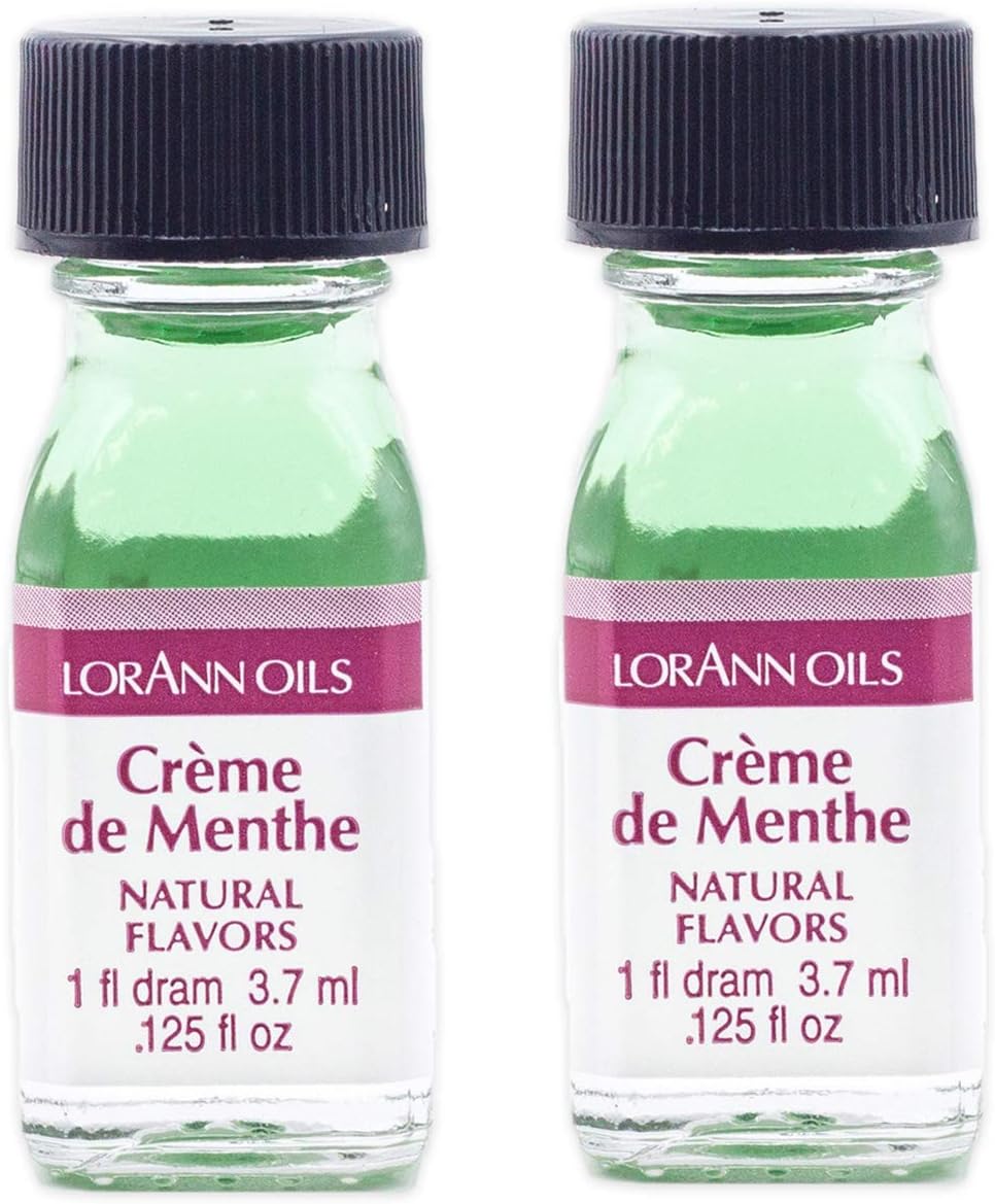 LorAnn Oils Super Strength Flavoring, Used For Candy Making, Flavoring, Baking, Hard Candy, and Flavor Oils - Bold, Natural Flavors 4X Stronger Than Extracts - Crème de Menthe, Pack of 2, 0.125 fl oz