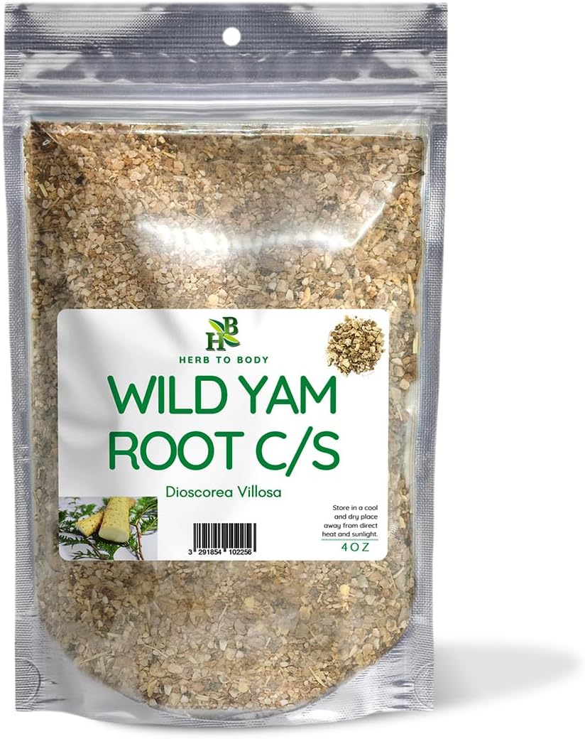 Herb To Body Wild Yam Root Cut & Sifted – 4 oz, Wildcrafted Dioscorea Villosa for Herbal Tea, Relaxation Support, and Traditional Uses