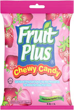 Fruit Plus Chewy Candy, Malaysian Individually Wrapped Bulk Candy, Fruit Snacks for Halloween Christmas Party, Non-Melting, 4.2 Oz Bag (Approx. 39 Count) (Strawberry)