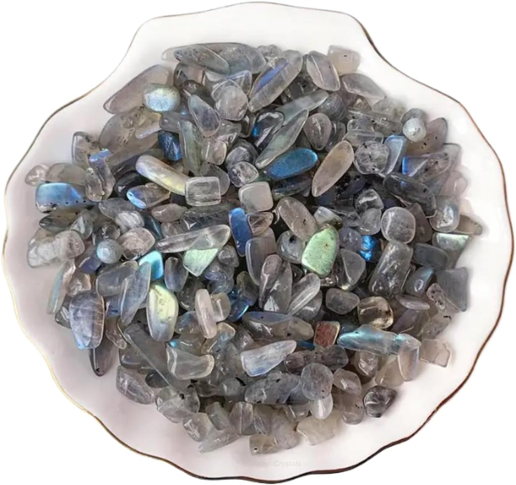 Erliway 100g Natural Grey Moonstone Crystal Chips, 7-9mm Tumbled Chips Crushed Crystal Stones, Polished Gemstones for Vase Filler Healing Tumbled Chips Stone for Jewelry Making Home Decor