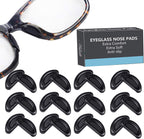 Eyeglass Nose Pads, Adhesive Anti-Slip Nose Pads, Soft Silicone Nose Pad Cushion for Glasses, Eyeglasses, Sunglasses, 12 Pairs (Black)