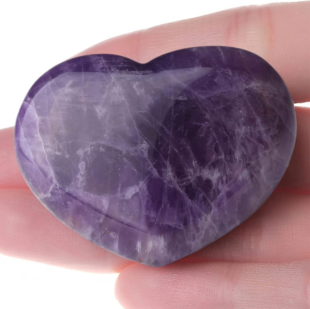 MAIBAOTA 45 mm Amethyst Crystal Rock Large Heart Stone Healing Crystals Gifts for Women Natural Reiki Gemstone Polished Heart Shaped Rocks Meditation