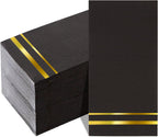 BUCLA 100-Count 3-Ply Black and Gold Napkins - Black Paper Dinner Napkins Disposable Premium Quality, Disposable Soft, Absorbent for Party, Wedding, Kitchen & Graduation