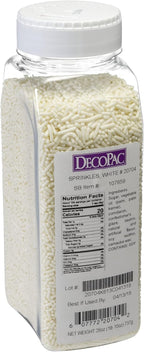 DecoPac White Sprinkles | Extra Large 26oz Pack | Cake Sprinkle Mix, Fancy Sprinkles For Cake Decorating, Handheld Container, Candy Sprinkles, Cake Sprinkles - White