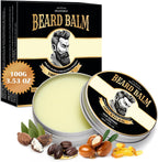 Beard Balm for Men, 100% Natural with Shea Butter, Argan Oil, Jojoba Oil, Vitamin E - 3.53OZ Conditioner Softener Moisturizer