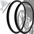 wheelchair tires 24"X1"（1 pair）Fits all brands of wheelchair accessories, Universal Flat Free Polyurethane Tire Manual replacement of wheelchair parts, comes with mounting tool ties (black