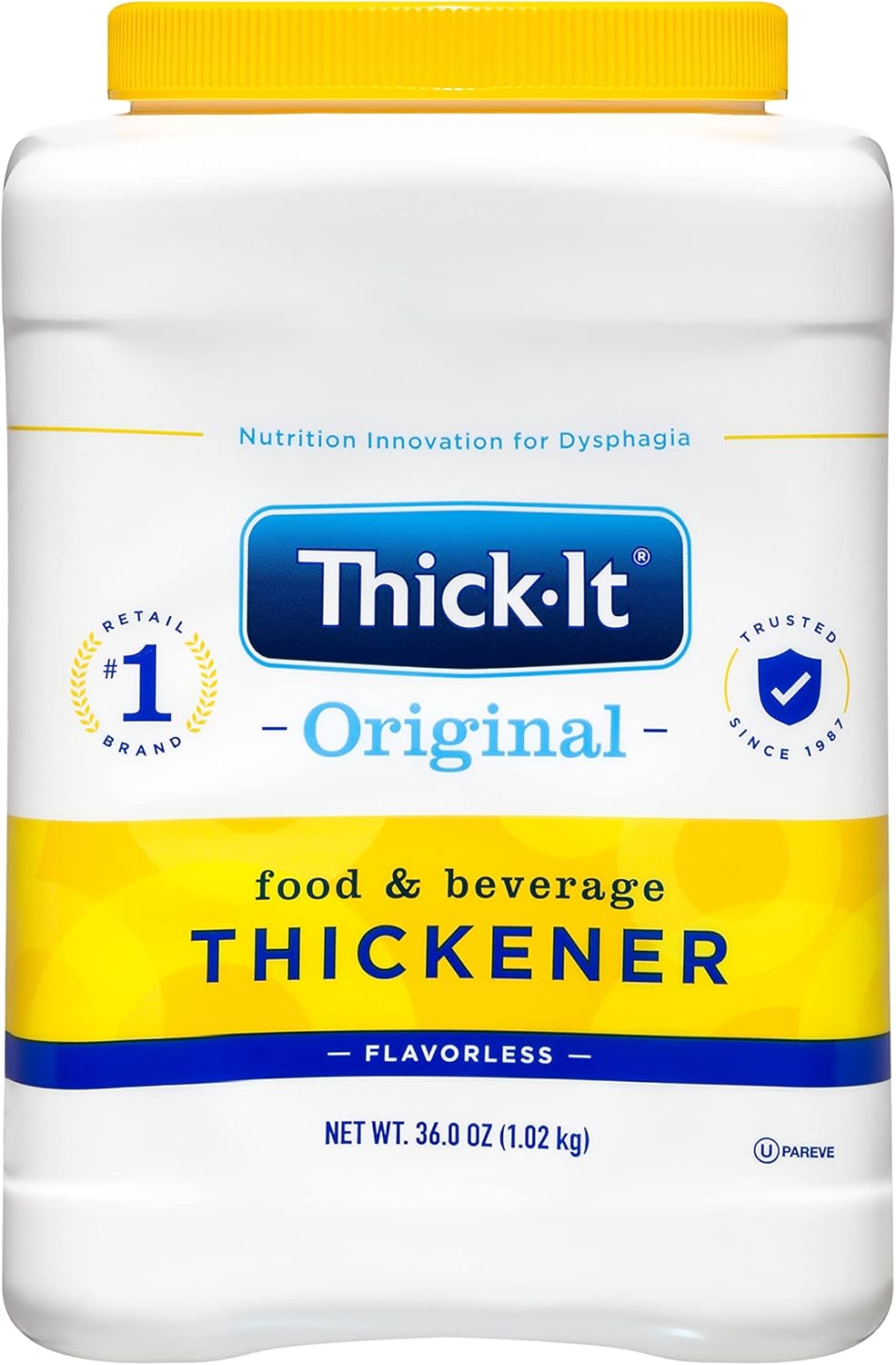 Thick-It Original Food & Beverage Thickener, Flavorless Powder for Dysphagia (IDDSI), Digestible Swallowing Aid, Easy-to-Mix & Instant Dissolve, Used in Hot & Cold Food, 36 oz Canister (2 Pack)