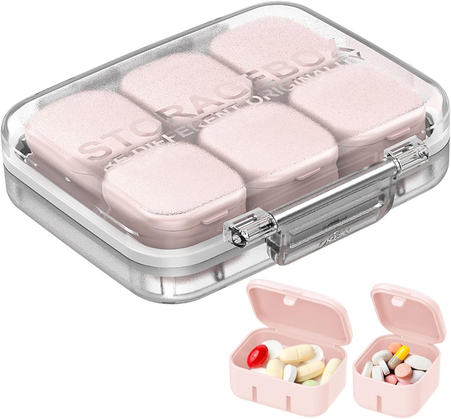 4/6 Grid Free Assembly Travel Medicine Organizer 10 Day Pill Organizer Portable Pill Box Waterproof Pill Case Daily Medication Carry Case for Vitamins, Fish Oils, Supplements