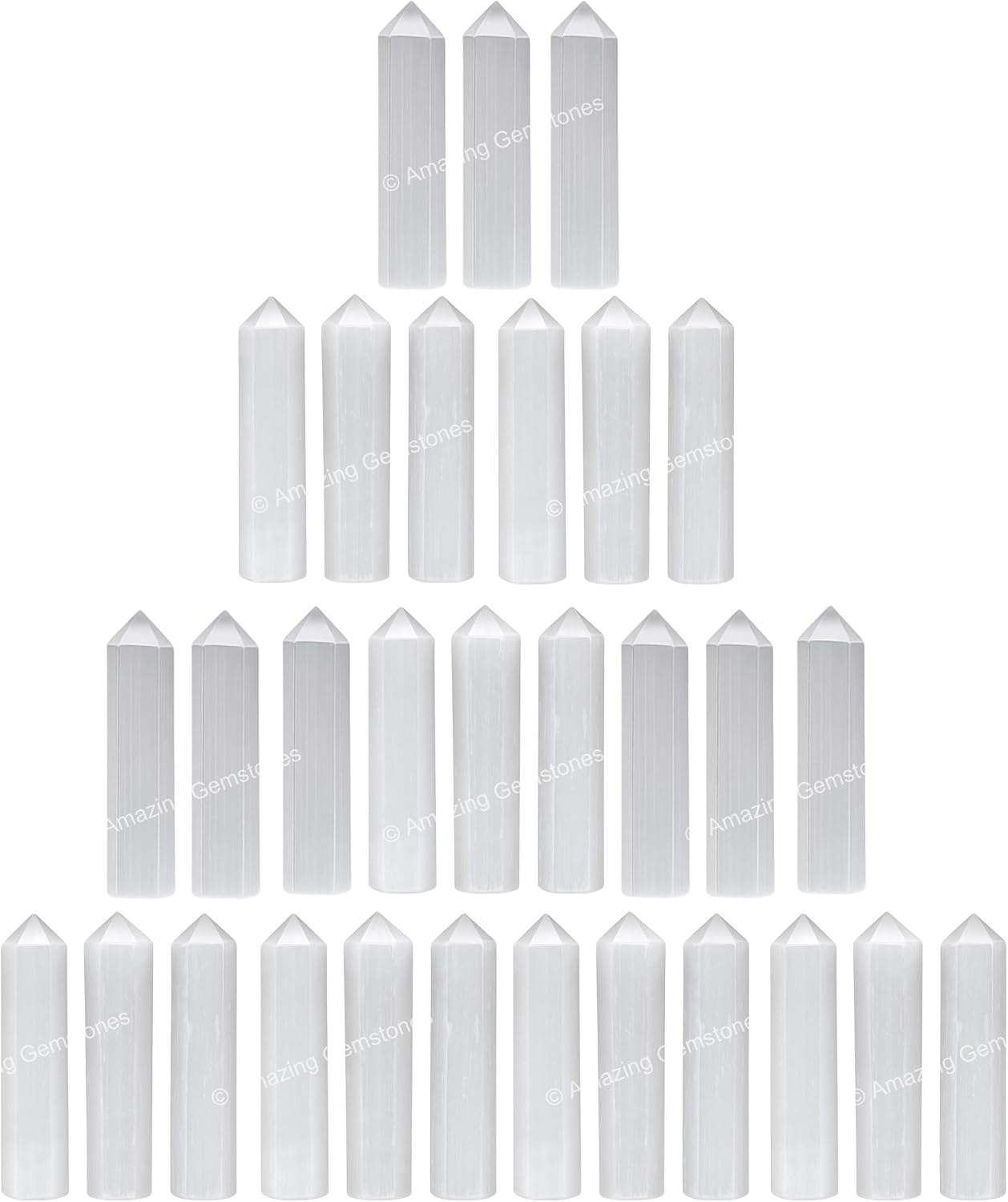 Amazing Gemstone Selenite Crystal Points Bulk Healing Crystals - Pack of 3 Single Terminated Healing Wand Point Bulk Crystals for Crafts, Crystal Grid, DIY Work - Premium Crystals for Beginners Gifts