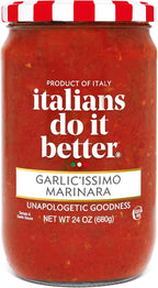 Italians Do It Better Garlic'issimo Garlic Marinara Pasta Sauce - Authentic Italian Tomatoes with Basil, Garlic, Oregano & White Pepper - No Sugar Added, Non-GMO, Preservative-Free - Imported from Italy - 24oz Jar