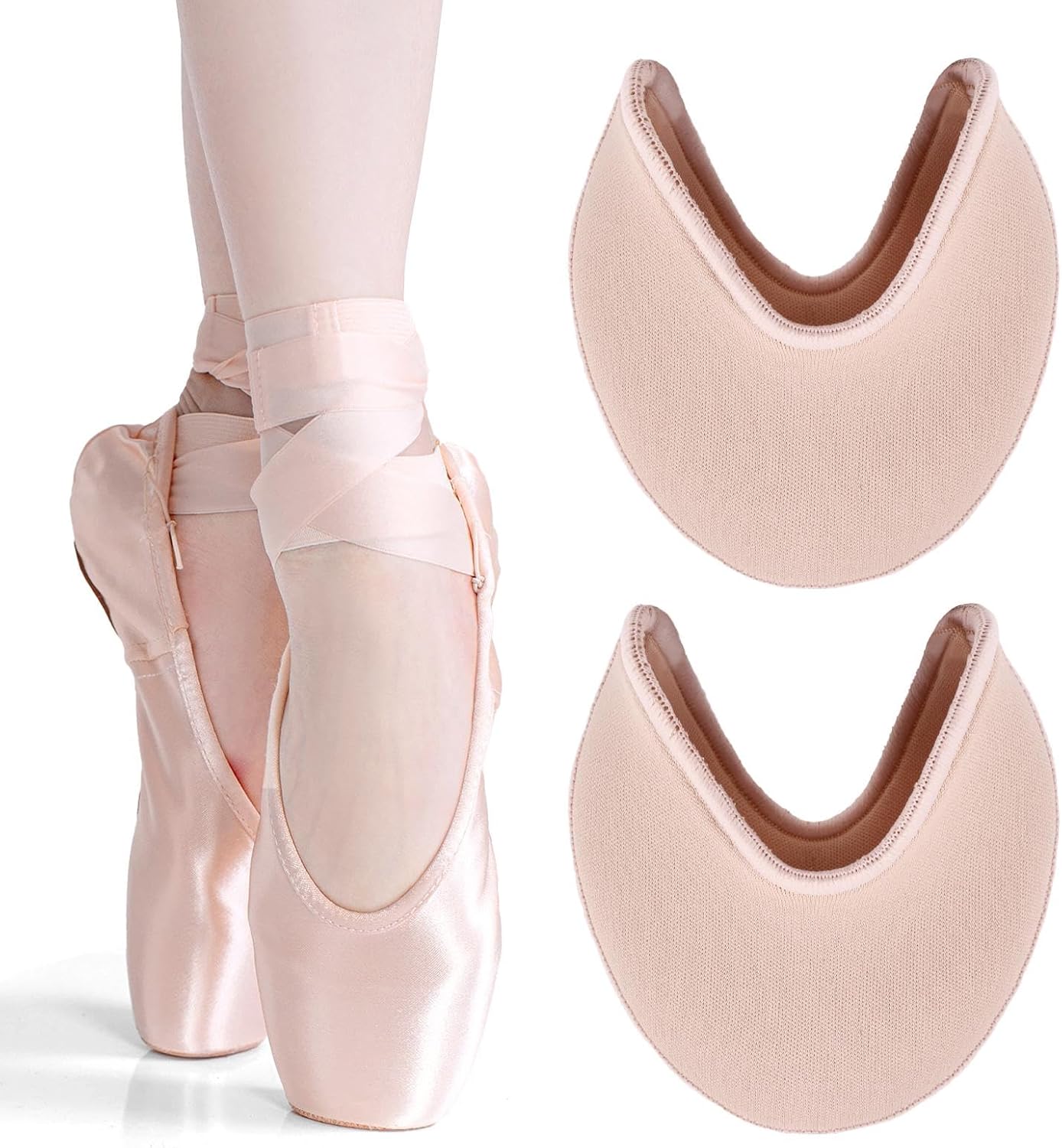 Ballet Dance Pointe Shoe Socks Pad, Toe Pads for Pointe Shoes, Anti-Slip Toe Half Socks, Relief Forefoot Pain Point Shoes Ballet Slipper(Color:Light Pink)