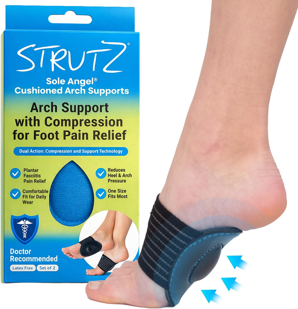Strutz Sole Angel - The Original Patented Arch Support and Compression Technology - Plantar Fasciitis Support - Ease Discomfort and Improve Mobility - Metatarsal Foot Pads for Women and Men - 1 Pack