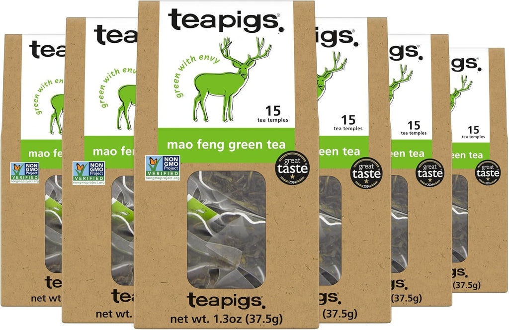 teapigs Mao Feng Green Tea, 15 Count (Pack of 6)