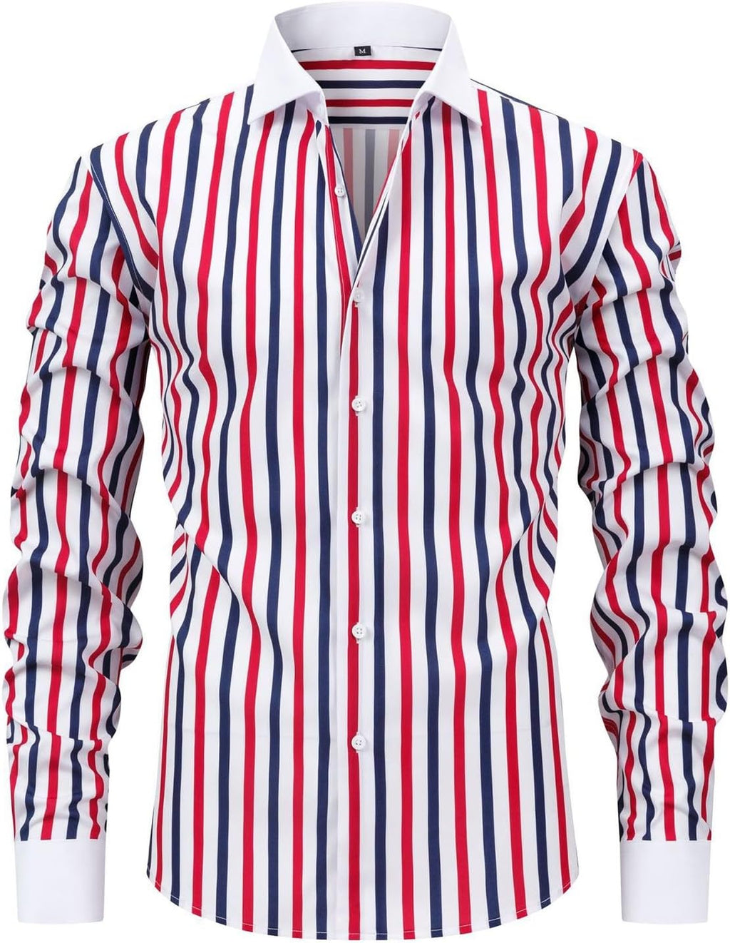 Men's French Cuff Dress Shirt Regular Fit Formal Business Button Down Shirts Striped Long Sleeve Casual T Shirt