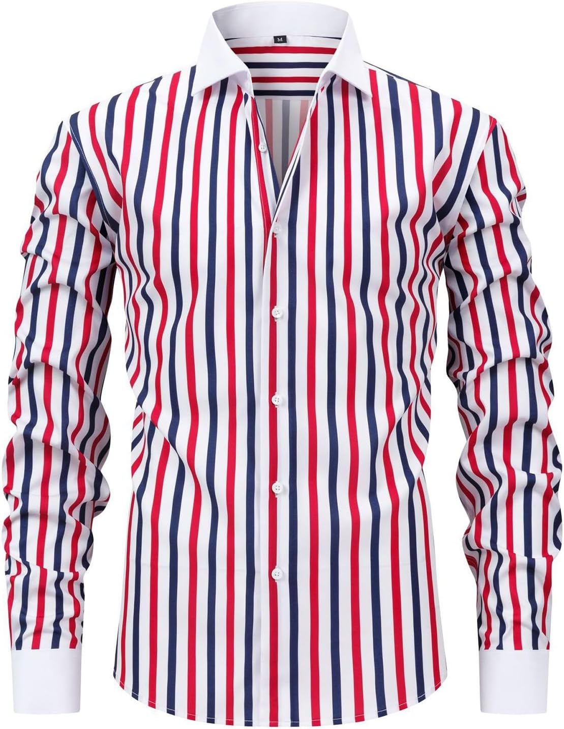 Men's French Cuff Dress Shirt Regular Fit Formal Business Button Down Shirts Striped Long Sleeve Casual T Shirt