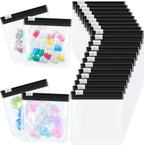 24 Pieces Pill Pouch Bags Zippered Set Reusable Translucent Medicine Organizer Sealing Travel Plastic Bags with Slide Lock for Storage(Black)