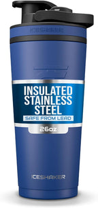 Ice Shaker Insulated Stainless Steel Shaker Bottle | 26oz, Navy | Cold for 30+ Hours | Insulated Cup with Twist-on Agitator | Odor-Free Bottle for Protein Shakes, Water, Smoothies, Cocktails