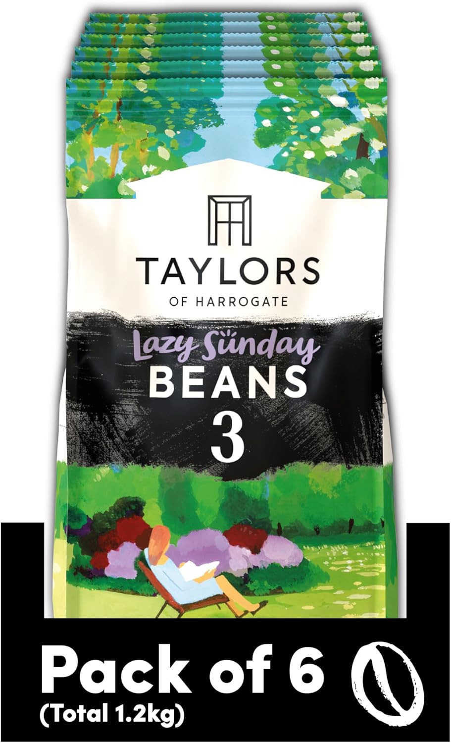 Taylors of Harrogate Lazy Sunday Coffee Beans, 200 g (Pack of 6 - Total 1.2kg)