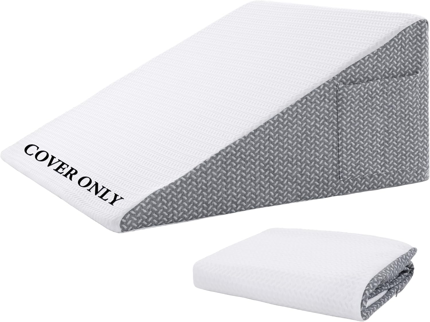 HOMBYS Bed Wedge Pillow Cover Bed Wedge Pillowcase with Side Pocket & Zipper-Soft, Breathable, Removable & Machine Washable-Cover Only, (25"x25"x8")