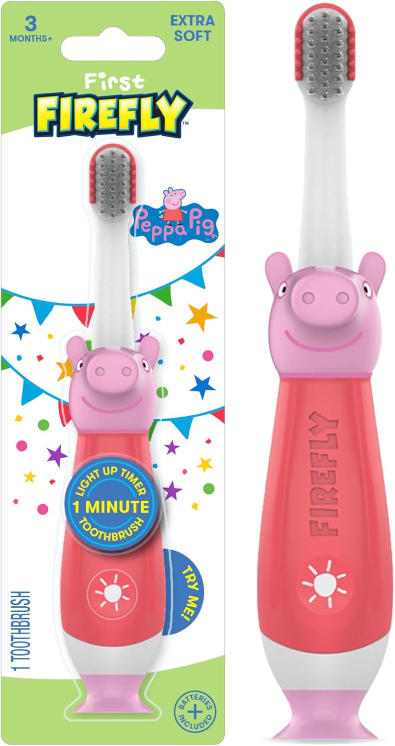 First Firefly Peppa Pig Light Up Timer Toothbrush with Extra Soft Bristles, 1 Count