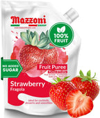 Mazzoni - Strawberry Puree, 100% Pure Strawberries, Just Fruit, No Sugar Added, Real Fruit Mixer for Cocktails, Drinks, Smoothies - 35.2 Fl Oz (2.2 lb), Convenient Pouch, Made in Italy