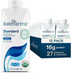 KATE FARMS Organic 1.0 Vanilla Nutrition Shake, 16g protein, 27 Vitamins and Minerals, Meal Replacement Shake 11 oz (12 Pack)
