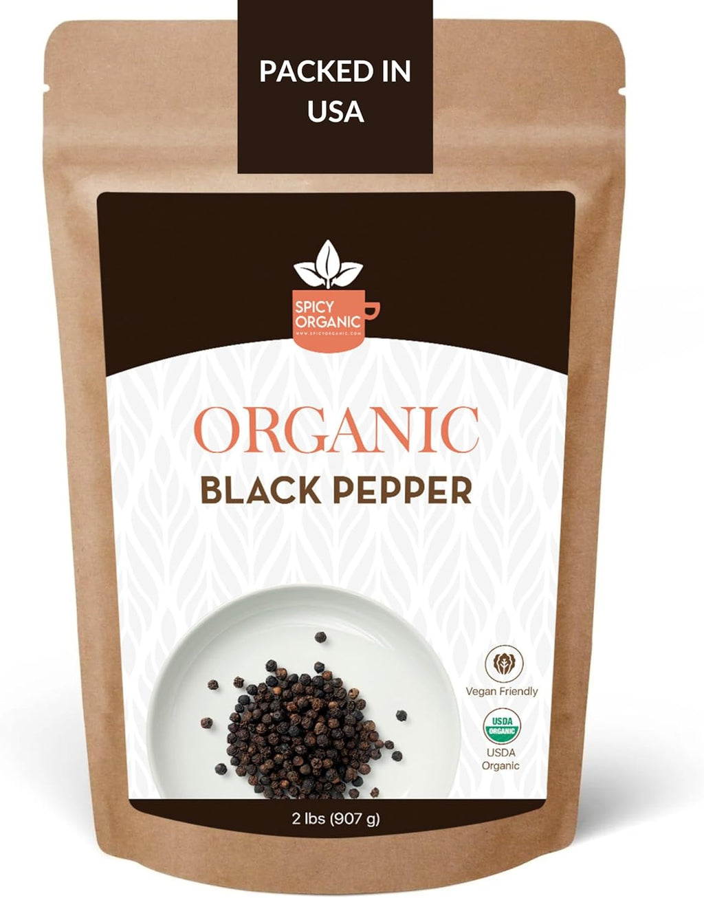 Spicy Organic Ceylon Black Peppercorns Whole 2 LB (32 OZ) – USDA & Kosher Certified, Gluten-Free & Non-GMO – Pure Ceylon Premium Quality Organic Pepper, Perfect for Grinder Refill